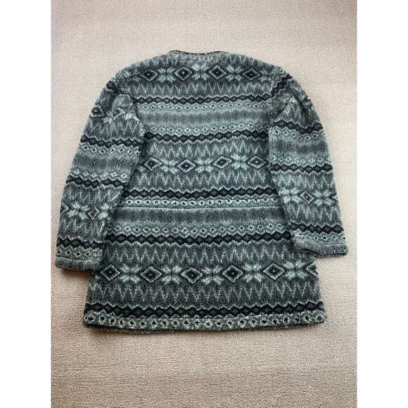 Denim & Co. Womens Small Gray‎ Aztec Fuzzy Full Zip Sweater - Picture 2 of 10